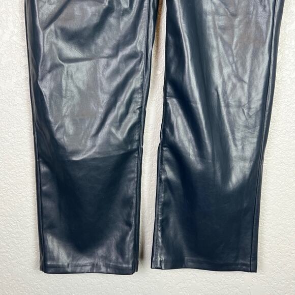 Badgley Mischka Navy Vegan Leather High Rise Straight Flare Stretchy Pants 6 - Picture 6 of 10